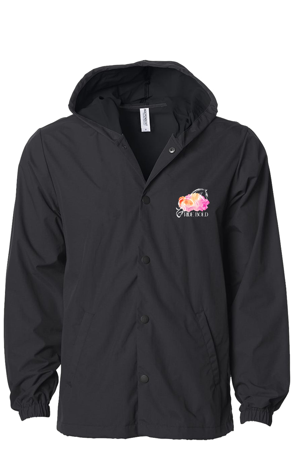 Ride Bold Horse Black-On-Black-Water-Resistant Windbreaker