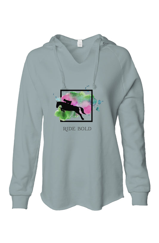Ride Bold Jumper Womens Lightweight  Wash Hooded Sweatshirt