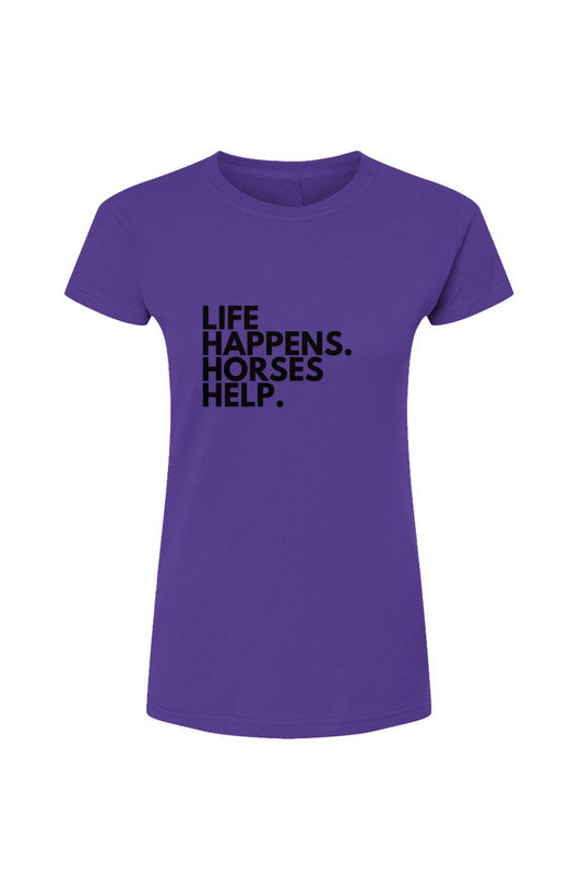 Life Happens blk Tultex Womens Fine Jersey T-Shirt