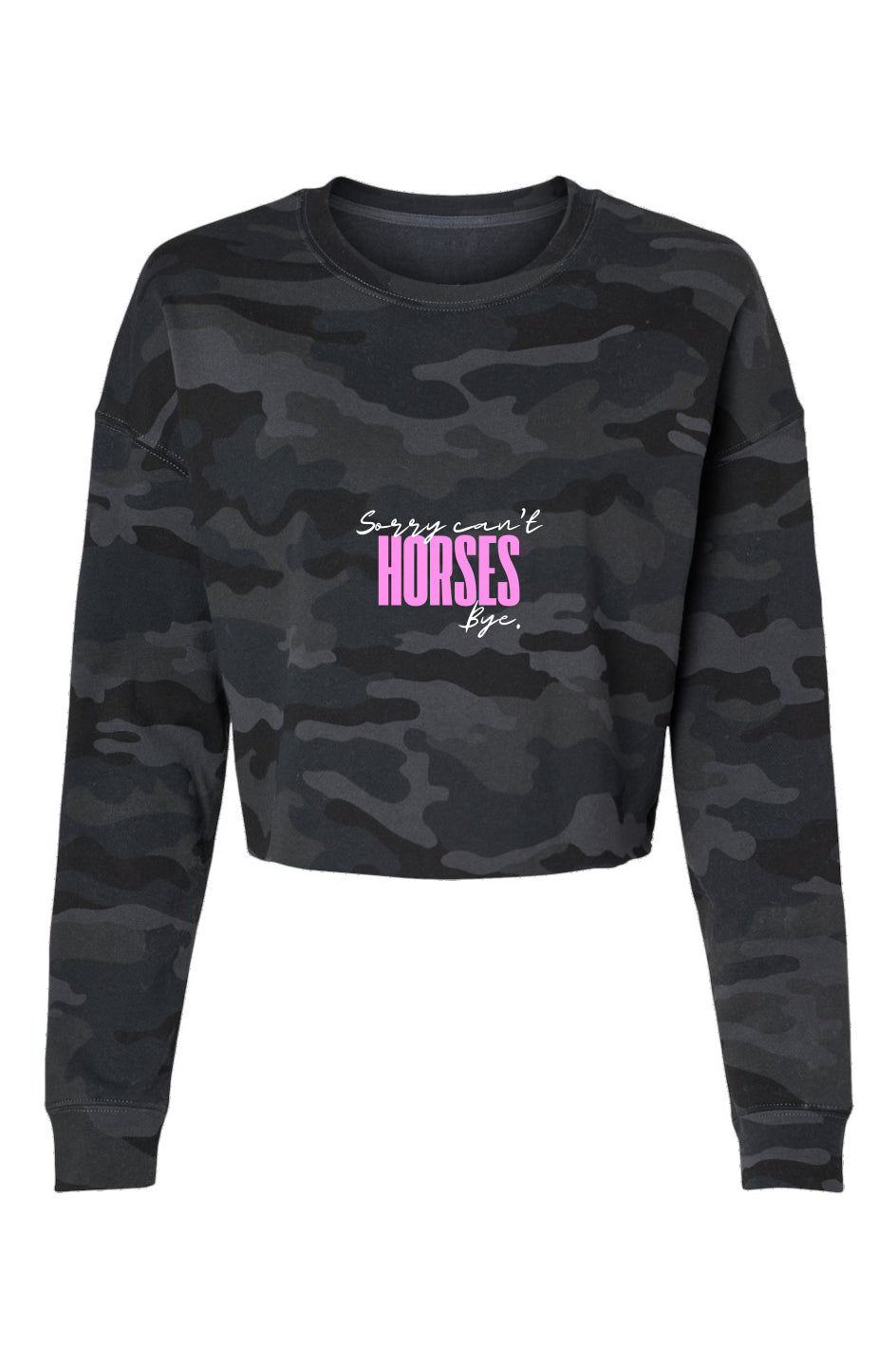 Sorry Can’t - Lightweight Camo Cropped Crew