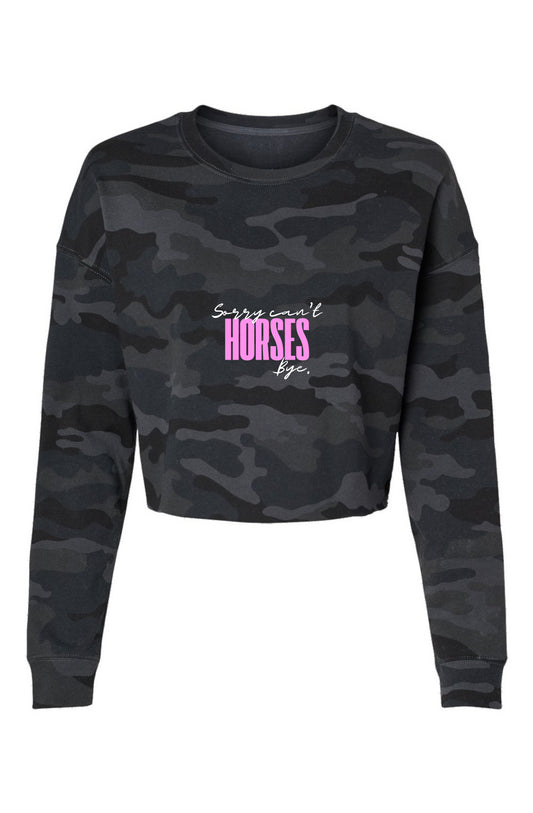 Sorry Can’t - Lightweight Camo Cropped Crew